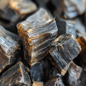 A close-up shot of Agarwood resin