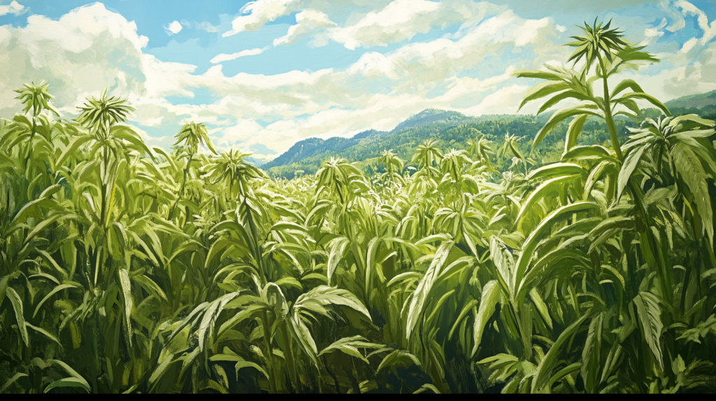 Depict the lush fields of anise plants, capturing the essence of their natural habitat.