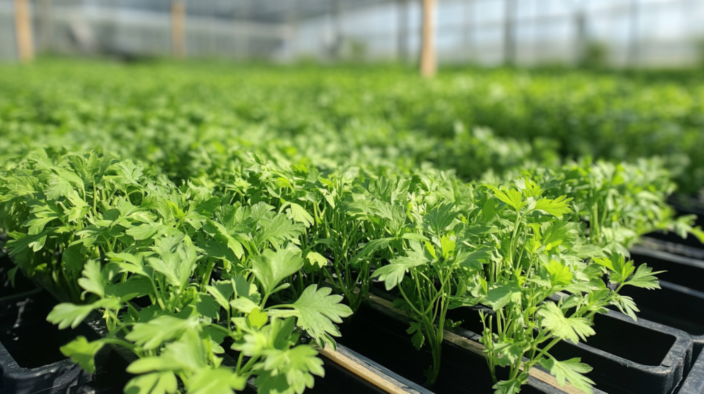 Lush green expanse with parsley plants