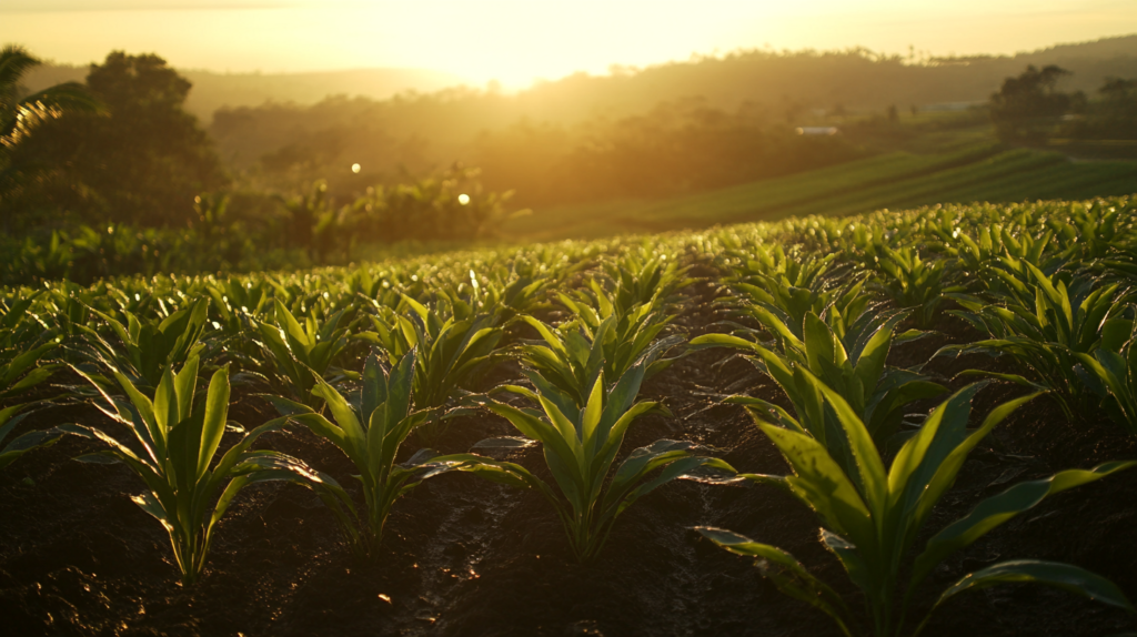 Visualize a vibrant ginger field