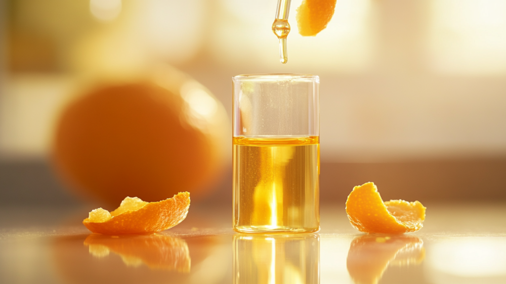 tangerine peels being cold-pressed
