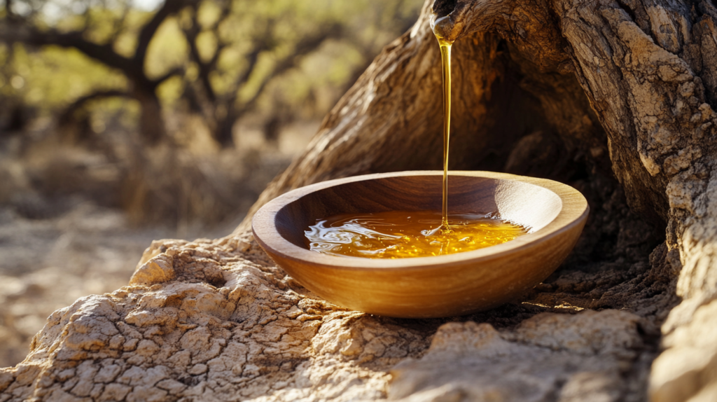 the sap collection from the Commiphora myrrha tree