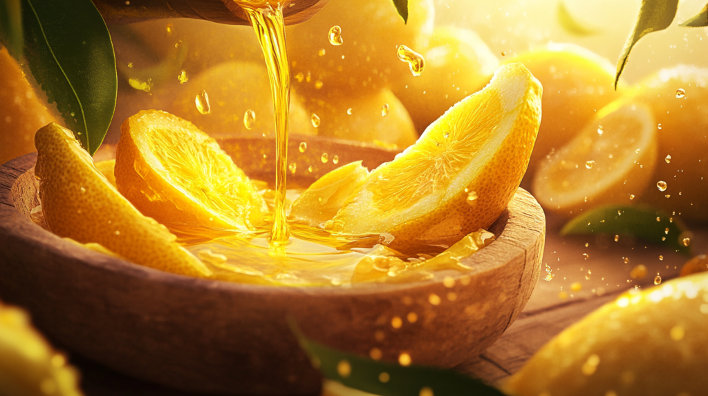traditional process of cold pressing lemon peels to extract essential oil,