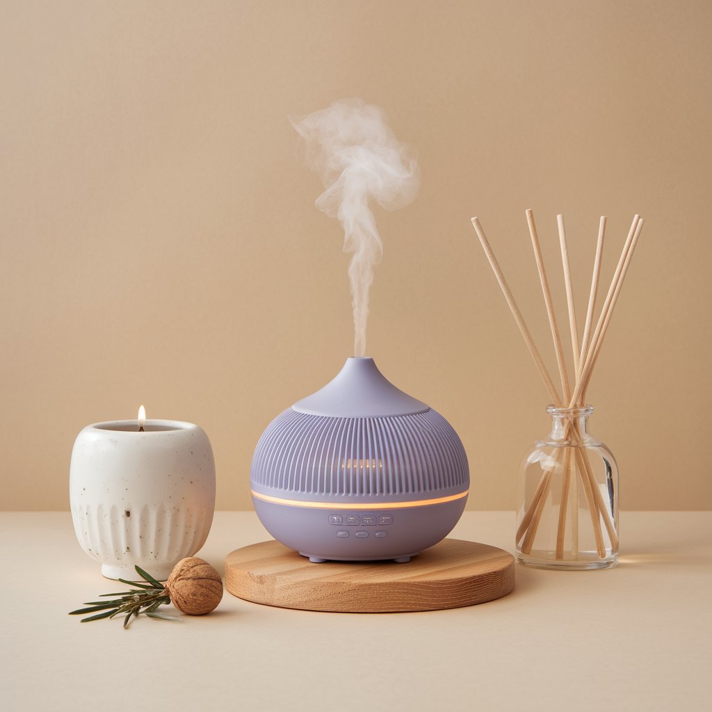 A serene aromatherapy scene with diffuser