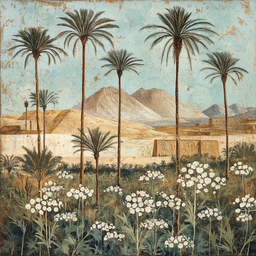 Egyptian landscape with Carum carvi plants