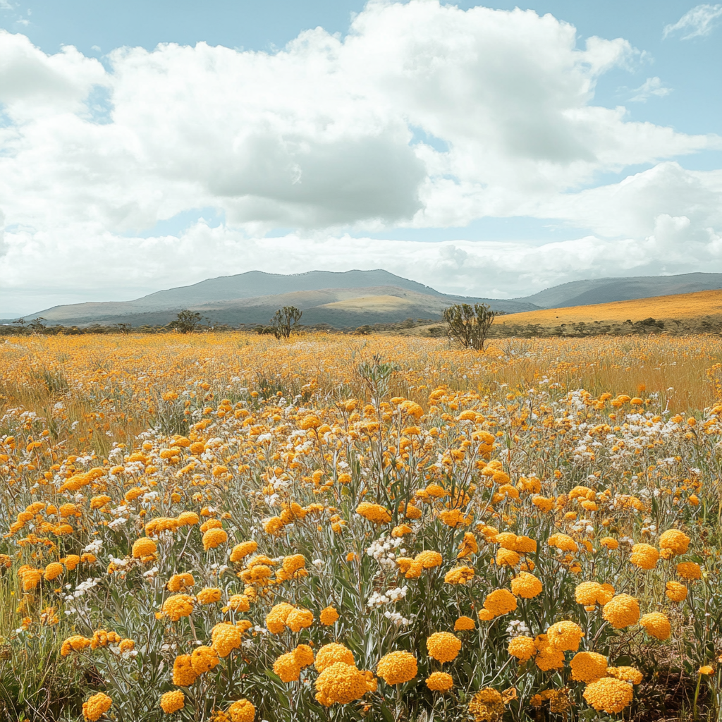 Visual of the Helichrysum plant in a Madagascar field