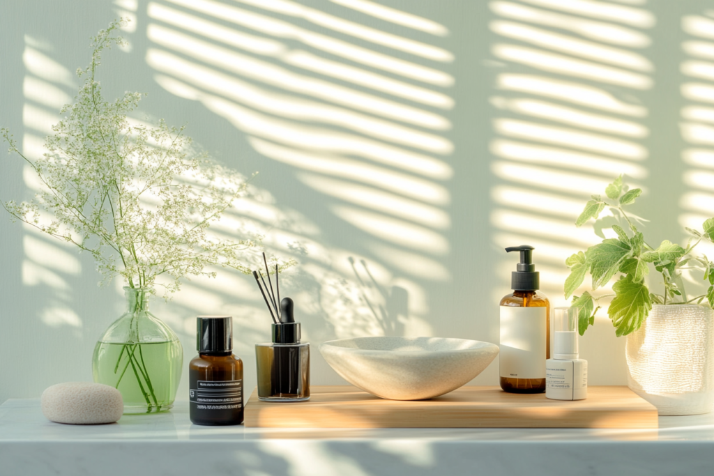celery seed oil alongside other skincare items and wellness products