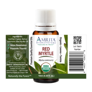 Discover Myrtle Red Organic Essential Oil, its rich aroma, and diverse benefits for respiratory, skin, and thyroid health.