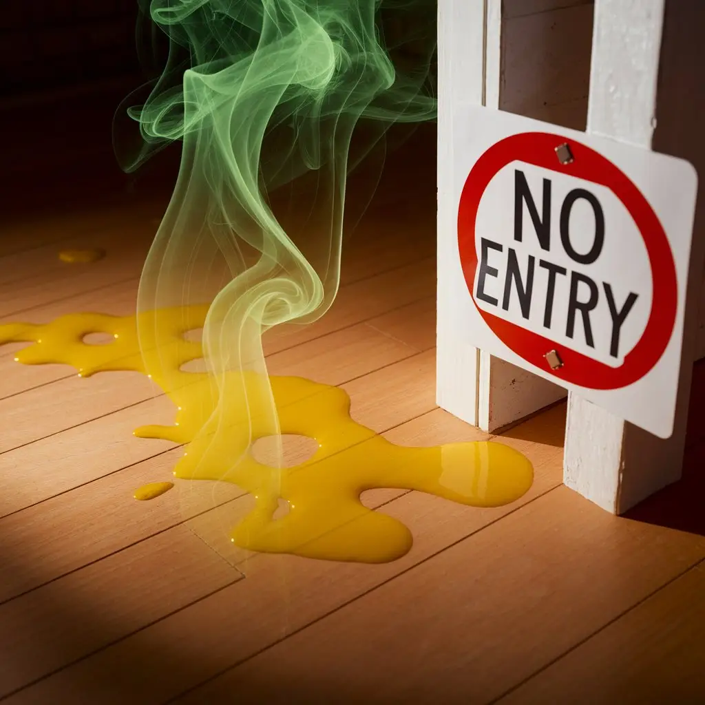 yellow pet urine on hard wood floor